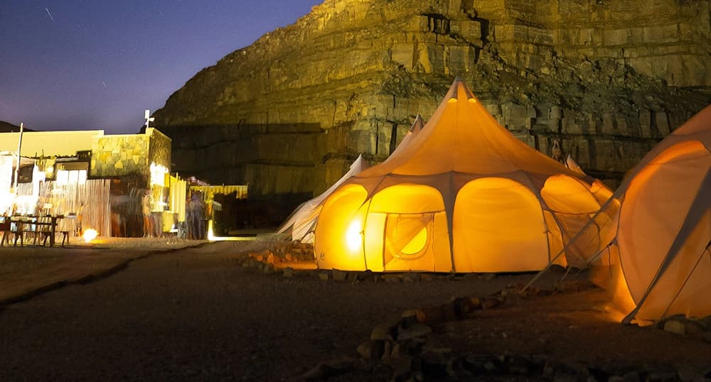 Glamping in a desert yurt