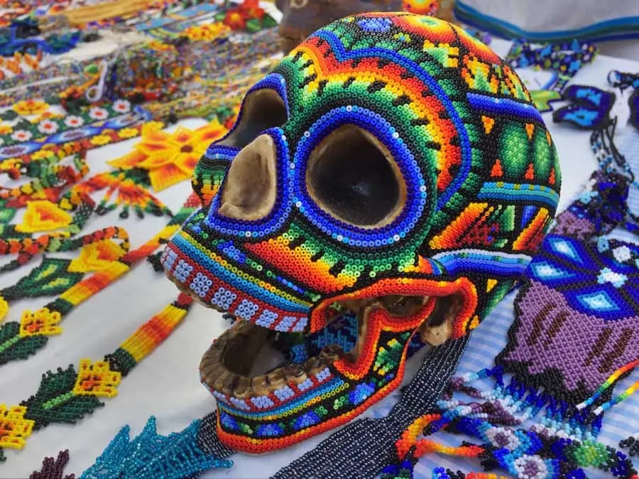 Dia De Los Muertos beaded mask